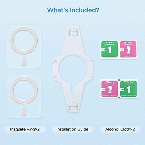 OUTXE Magnetic Adapter Ring 2 Pack, Universal Magnet Sticker Compatible with Magsafe Accessories & Wireless Charging for iPhone 14/13/12/11 Mini Pro Max, Galaxy S22/S21 Fe Ultra and Phone Case -White