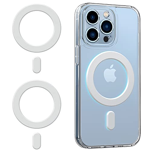 OUTXE Magnetic Adapter Ring 2 Pack, Universal Magnet Sticker Compatible with Magsafe Accessories & Wireless Charging for iPhone 14/13/12/11 Mini Pro Max, Galaxy S22/S21 Fe Ultra and Phone Case -White