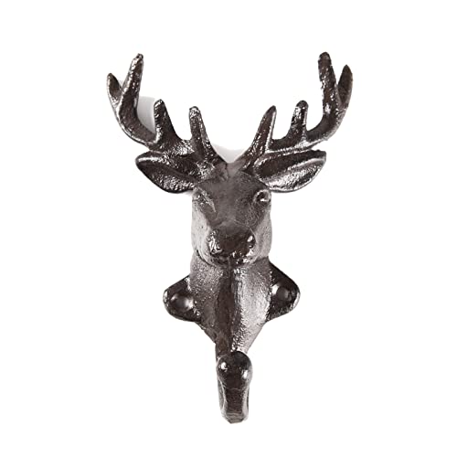 BRASSTAR Cast Iron Deer Head Single Wall Coat Hook Hanging for Coats, Bags, Hats, Towels, Keys, Rustic Retro Home Decorative Gift TQGJPT267