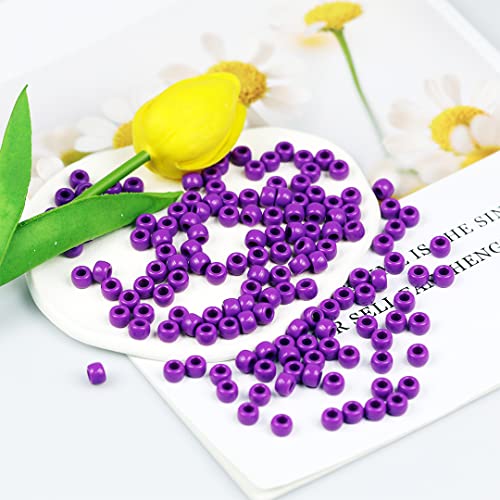 VOOMOLOVE 500 PCS Purple Pony Beads, Bracelet Beads, Beads for Hair Braids, Beads for Crafts, Plastic Beads, Hair Beads for Braids 6x9mm (Purple)