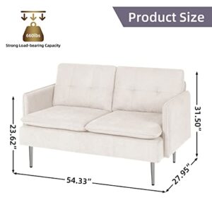 AODAILIHB Loveseat Sofa Mini Couch for Bedroom Upholstered Love Seats Furniture with Metal Legs/Thick Padding for Small Spaces Tool-Free Assembly (1, Beige)