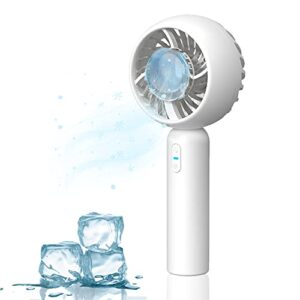 sun3drucker portable cold compress handheld fan - usb rechargeable fast cooling icy mini personal hand fan with 3 speed for office, outdoors, travel, hiking, camping