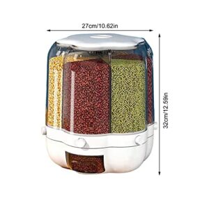 XGZ 6-Grid Grain Dispenser Rotating Kitchen Storage Containers Cereal Storage Containers Rice Dispenser Food Storage Containers Airtight Containers,27X32cm/10.6X12.6in