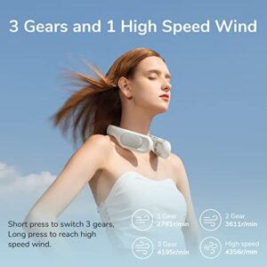 JISULIFE Portable Ultimate Bladeless Neck Fan, 【3+1 Speeds】 Rechargeable Personal Fan for Neck with Multi Motors, USB Wearable Fan for Outdoor, Home, Office, with Silicone Neck Brace - Space Grey