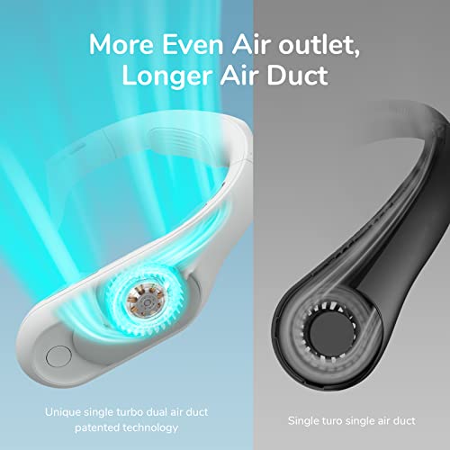 JISULIFE Portable Ultimate Bladeless Neck Fan, 【3+1 Speeds】 Rechargeable Personal Fan for Neck with Multi Motors, USB Wearable Fan for Outdoor, Home, Office, with Silicone Neck Brace - Space Grey