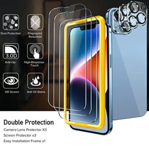ivoler [3+3 Pack] Tempered Glass for iPhone 14 Plus 6.7" [3 Pack] with [3 Pack] Camera Lens Screen Protector with [Alignment Frame], Anti-Scratch Case Friendly Transparent HD Clear Film