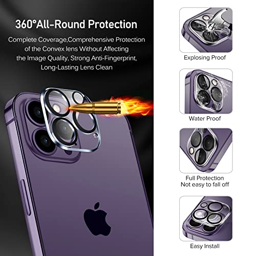 ivoler Screen Protector [3+3 Pack] for iPhone 14 Pro 6.1 inch [3 Pack] with [3 Pack] Camera Lens Protector, Double Shatterproof Tempered Glass [Easy Installation Frame] [9H Hardness] [99.99% HD Clear]