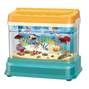 mini aquarium for kids fishing toys artificial fish tank with moving fish*4 with usb light and music fishing rod fishing net
