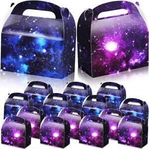 24 pcs space party favor gift boxes galaxy treat boxes solar system gable boxes cardboard gift wrap boxes candy goody boxes for space theme party supplies kids birthday gifts(galaxy,basic style)