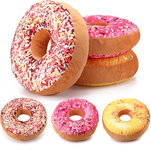 Donut Throw Pillow 3 Pcs 16 Inch Chocolate Round Pillow Plush Soft Food Pillow 3D Digital Print Stuffed Ear Piercing Pillow Decorative Light Weight Seat Pad Cushion for Chair Floor Couch Sofa