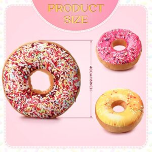 Donut Throw Pillow 3 Pcs 16 Inch Chocolate Round Pillow Plush Soft Food Pillow 3D Digital Print Stuffed Ear Piercing Pillow Decorative Light Weight Seat Pad Cushion for Chair Floor Couch Sofa