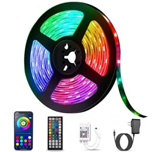 rgb led strip lights 32.8ft, music sync color changing led light strips kit with ir remote, led lights for bedroom, kitchen, home decoration