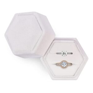 nimsin ring box for wedding ceremony - 11 assorted colors - hexagon velvet ring box with detachable lid - double ring holder box for proposal, engagement, wedding & photoshoots - 1.97x1.77x1.77 inches