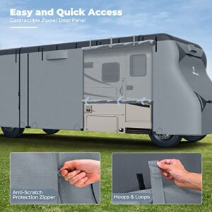 RVMasking 7 Layers top Class C RV Cover Rip-Stop Waterproof Camper Cover Fits 29'1''-32' Motorhome-Anti-UV Windproof Breathable with 4 Tire Covers & Gutter Covers,Gray