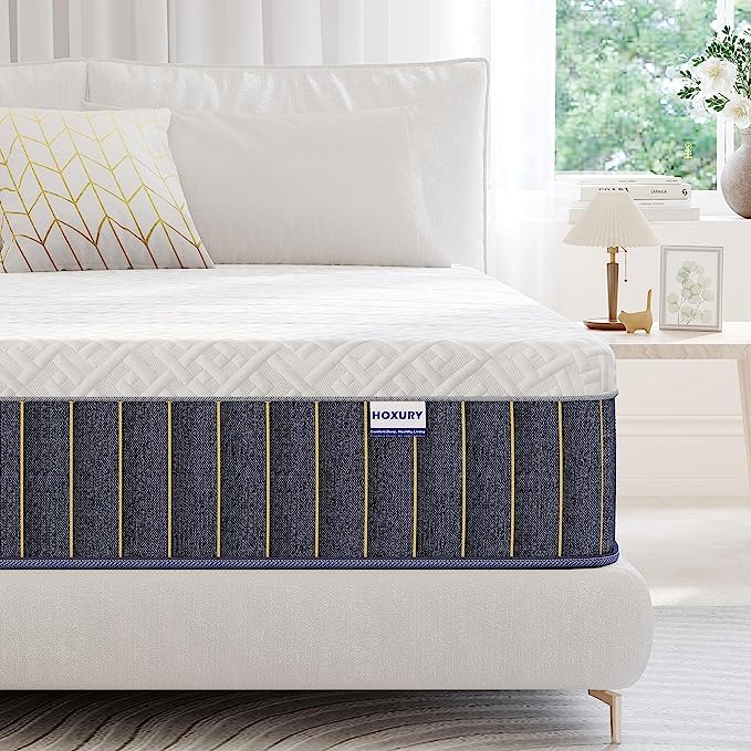 HOXURY Twin Mattress, 8 Inch Hybrid Mattress Twin Size Mattresses, Memory Foam & Individually Wrapped Pocket Coils Innerspring Mattress in a Box, Pressure Relief & Cooler Sleeping