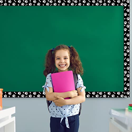 59.1 Feet Paw Prints Bulletin Board Border Black and White Boarders for Teachers Bone and Paw Print Classroom Bulletin Board Borders for Walls Desks Windows Doors Lockers Schools Classrooms Offices