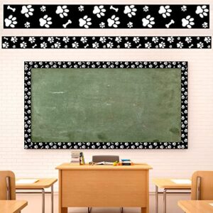 59.1 feet paw prints bulletin board border black and white boarders for teachers bone and paw print classroom bulletin board borders for walls desks windows doors lockers schools classrooms offices