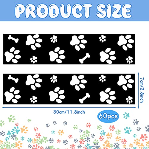 59.1 Feet Paw Prints Bulletin Board Border Black and White Boarders for Teachers Bone and Paw Print Classroom Bulletin Board Borders for Walls Desks Windows Doors Lockers Schools Classrooms Offices