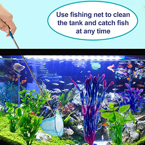 BKDMZZMY Fish Tank Plants, 12PCS Aquarium Plants with Extend Fish Tank Net Artificial Fish Tank Decorations Fish Tank Realistic Plastic Accessories Safe for Fish, Aquarium Plastic Decor Plants