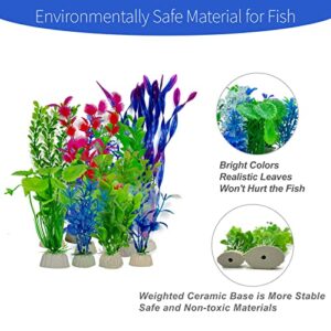 BKDMZZMY Fish Tank Plants, 12PCS Aquarium Plants with Extend Fish Tank Net Artificial Fish Tank Decorations Fish Tank Realistic Plastic Accessories Safe for Fish, Aquarium Plastic Decor Plants