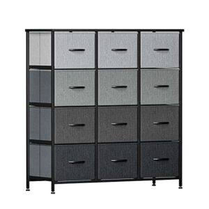 llappuil tall dresser for bedroom, 12 drawers dressers chests of drawers tower, fabric dresser storage drawers for clothes organizers, wide large dressers for closet, nursery, gradient grey