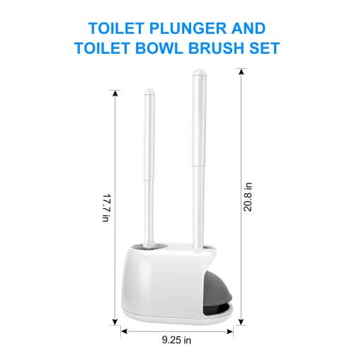 SetSail Toilet Brush and Plunger Set for Bathroom Cleaning 2 Pack Heavy Duty Toilet Bowl Brush and Plunger Deeply Cleaning Toilet Brush Hidden