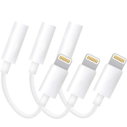 (Apple MFi Certified) Lightning to 3.5mm Headphone Jack Adapter, 3 Pack iPhone to 3.5mm Audio Aux Jack Adapter Dongle Cable Converter Compatible with iPhone 13 12 11 Pro XR XS Max X 8 7 iPad