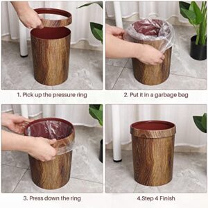 Homoyoyo Wooden Wastebasket Trash Can Vintage Retro Simulation Wood Garbage Bin Container Bin Farmhouse Style Trash Can for Home Office 29x22cm