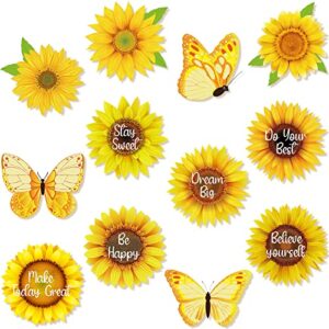 48 pcs summer sunflower cutouts bulletin board decoration with growth mindset creative springtime flower positive sayings butterfly classroom decor for teacher student birthday party, 5.5 x 5.5 inch