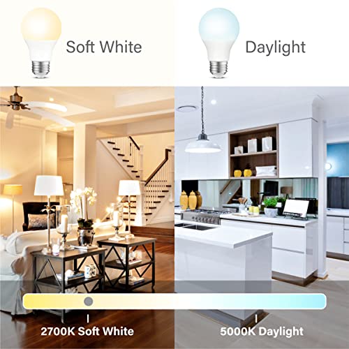 Sigalux LED Light Bulbs 60 Watt Equivalent A19 Standard Light Bulbs 2700K, Non-Dimmable Energy Efficient 9.5W LED Soft White Light Bulb with E26 Medium Base, 800 Lumens, UL Listed, 4 Pack