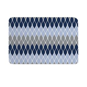 indoor door mat,grey navy blue buffalo lattice geometric stripe soft non-slip absorbent kitchen rug,medieval style abstract art floor mat entrance rugs for bedroom living room 20x31in