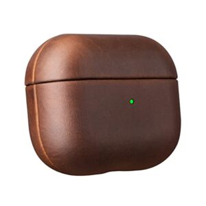 AirPods Pro Leather Case, Genuine Crazy Horse Cowhide Leather Case for AirPods Pro, Indiana Jones Style, Dark Brown and Brown for Men and Women