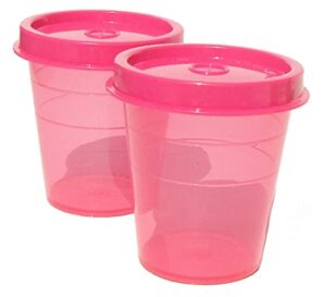 tupperware minis midgets storage containers set of 2 in rose pink