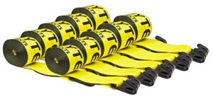 mytee products (10 pack) winch straps 4" x 30' yellow heavy duty tie down w/ 3.25" narrow flat hook wll# 5400 lbs | 4 inch cargo control for flatbed truck utility trailer