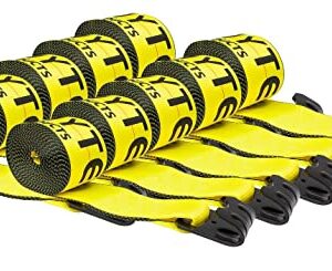 Mytee Products (10 Pack) Winch Straps 4" x 30' Yellow Heavy Duty Tie Down w/ 3.25" Narrow Flat Hook WLL# 5400 lbs | 4 Inch Cargo Control for Flatbed Truck Utility Trailer