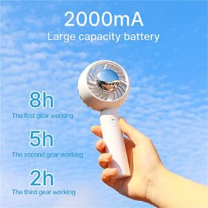 Lawrni Handheld Cool Fan, [Ice Hockey Cooling] Mini Portable Hand Fan,Summer USB Rechargeable Personal Fan, Small Fan with 3 Speeds and for Travel/Commute/Makeup/Office