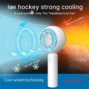 Lawrni Handheld Cool Fan, [Ice Hockey Cooling] Mini Portable Hand Fan,Summer USB Rechargeable Personal Fan, Small Fan with 3 Speeds and for Travel/Commute/Makeup/Office