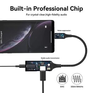 Bphuny USB C to 3.5mm Headphone and Charger Adapter, 2-in-1 USB C to AUX Mic Jack with PD 60W Fast Charging for Stereo, Earphones,Compatible with Samsung Galaxy S22/Note20, Pixel 6, iPad Pro 2021