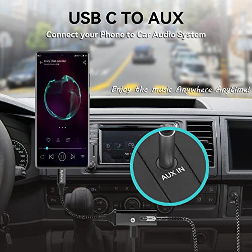 Bphuny USB C to 3.5mm Headphone and Charger Adapter, 2-in-1 USB C to AUX Mic Jack with PD 60W Fast Charging for Stereo, Earphones,Compatible with Samsung Galaxy S22/Note20, Pixel 6, iPad Pro 2021