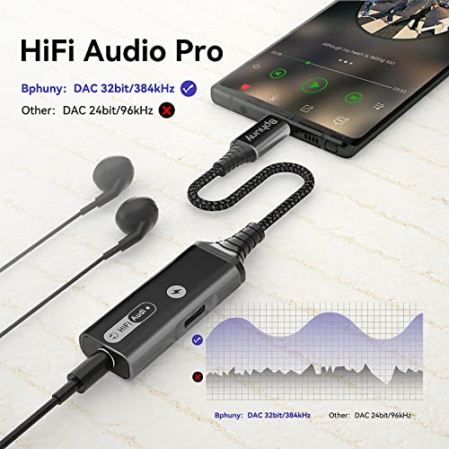 Bphuny USB C to 3.5mm Headphone and Charger Adapter, 2-in-1 USB C to AUX Mic Jack with PD 60W Fast Charging for Stereo, Earphones,Compatible with Samsung Galaxy S22/Note20, Pixel 6, iPad Pro 2021