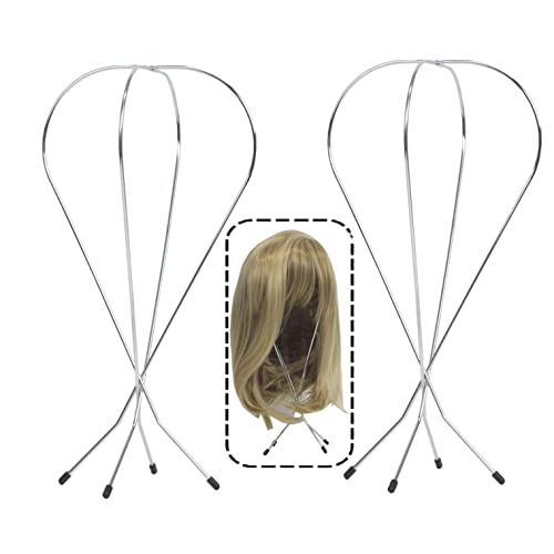 FASHION DO 2 Packs metal wire wig stand Holder dry display portable for multiple wig (13 inch)