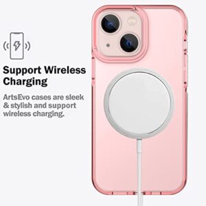 ArtsEvo Designed for iPhone 14 Case and iPhone 13 Case, 6.6ft Drop Protection, Full Body Screen Camera Protective Phone Case,Pink