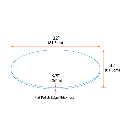 32" Round Tempered Clear Glass Table Top - 3/8" Thick with Flat Polish Edge