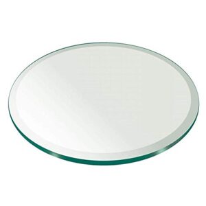 pro safe glass 23" round tempered clear glass table top - 1/2" thick with bevel edge