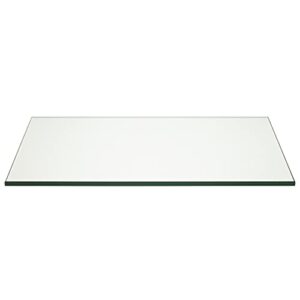 16" x 30" rectangle tempered clear glass table top - 3/8" thick with flat polish edge
