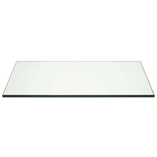 16" x 30" Rectangle Tempered Clear Glass Table Top - 3/8" Thick with Flat Polish Edge