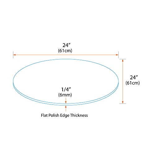 Pro Safe Glass 24" Round Tempered Gray Glass Table Top - 1/4" Thick with Flat Polish Edge