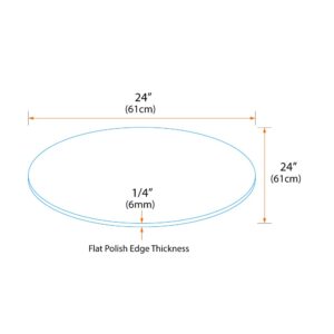 Pro Safe Glass 24 inches Round Tempered Clear Glass Table Top - 1/4 inches Thick with Flat Polish Edge