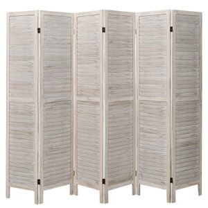 6 panel ,6ft wood room divider and partition folding privacy screens, double hinged, wall for bedroom office bedroom,white