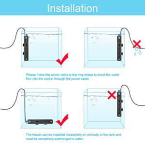 WELOMELO 300W / 500W Submersible Fish Tank Heating Rod, Temperature Adjustable Fish Tank Heating Rod/Ultra Short Fish Tank Heating Rod with 2 Suction Cups-500W